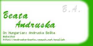 beata andruska business card